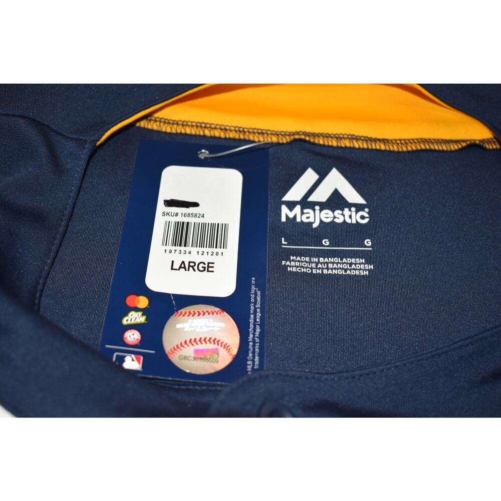 Milwaukee Brewers MLB Jersey Shirt Mens Embroidered Blue Sz Large NEW with Tags - Picture 3 of 5